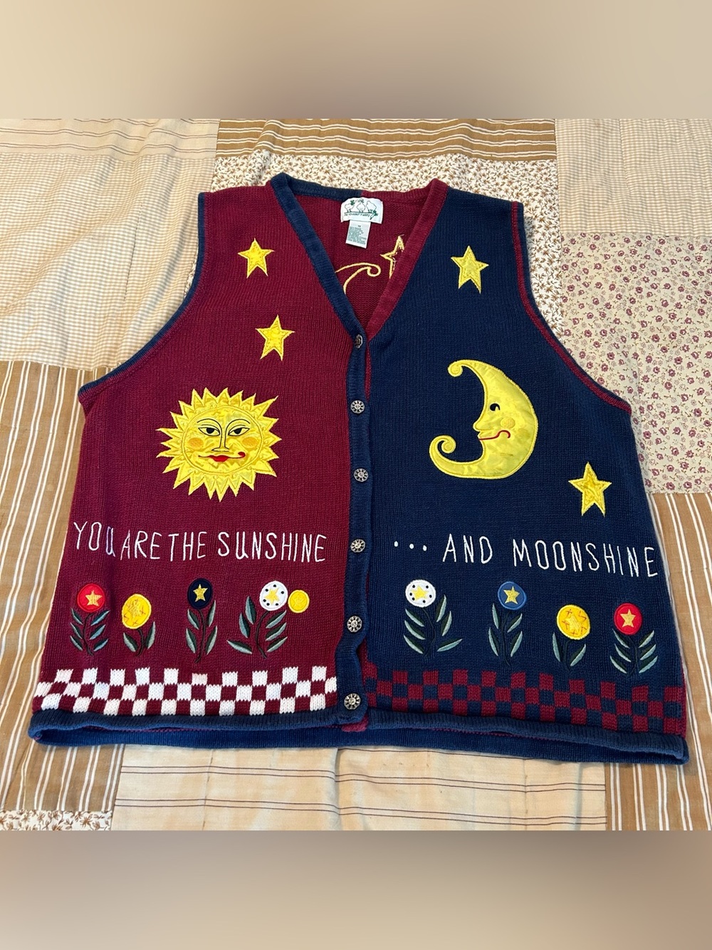 Vintage sun and moon vest the quacker factory size XL